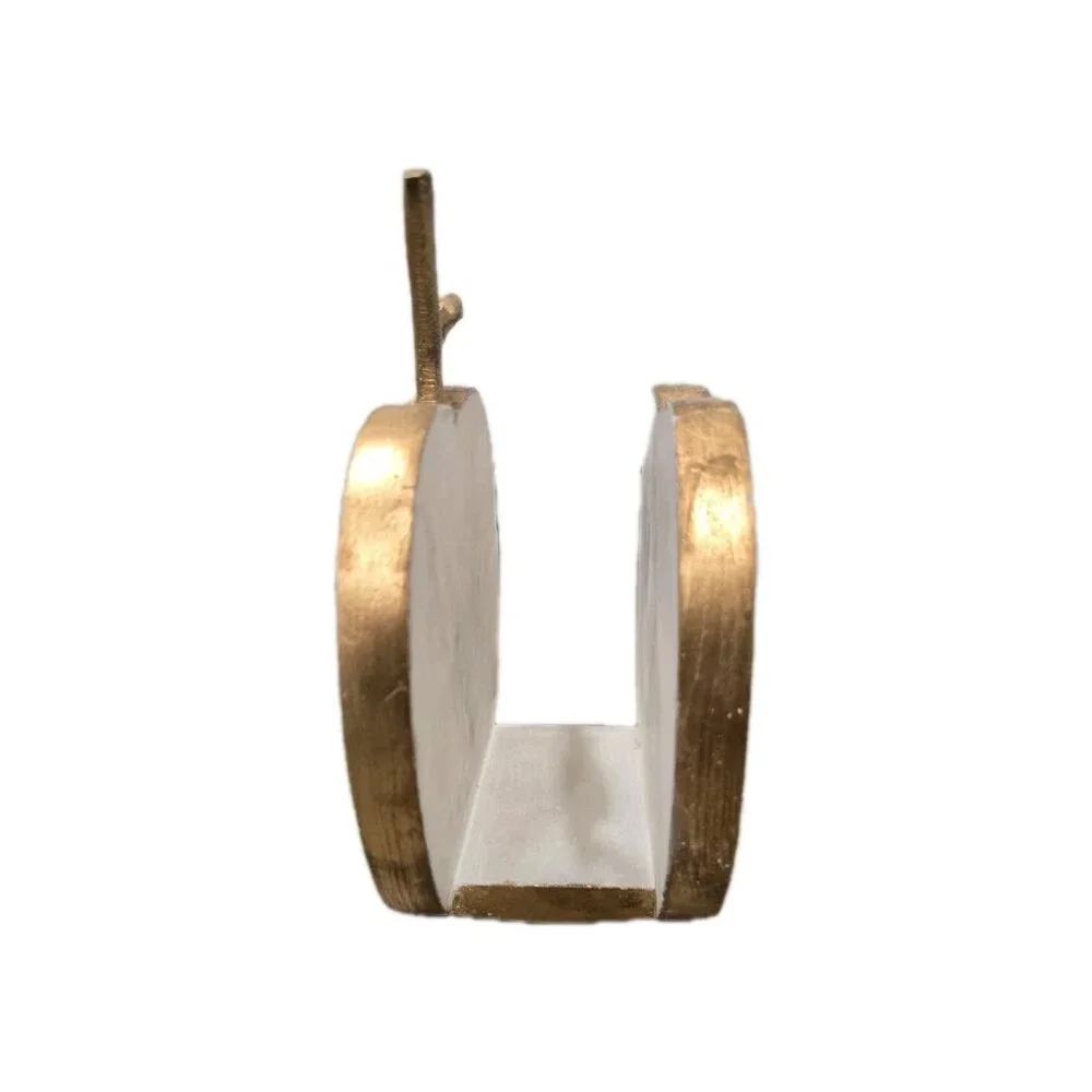 New MCM White Marble & Gold Linning Apply Heavy Dinning Table Napkin Holder